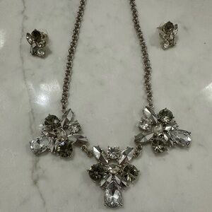 White House Black Market Bronze & Silver Statement Necklace and Earring Set